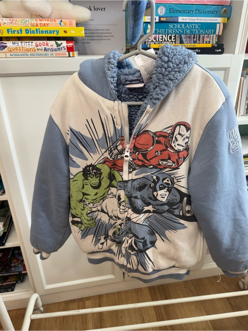 Marvel Kids Sherpa-Lined Jacket in Light Blue & White size 7